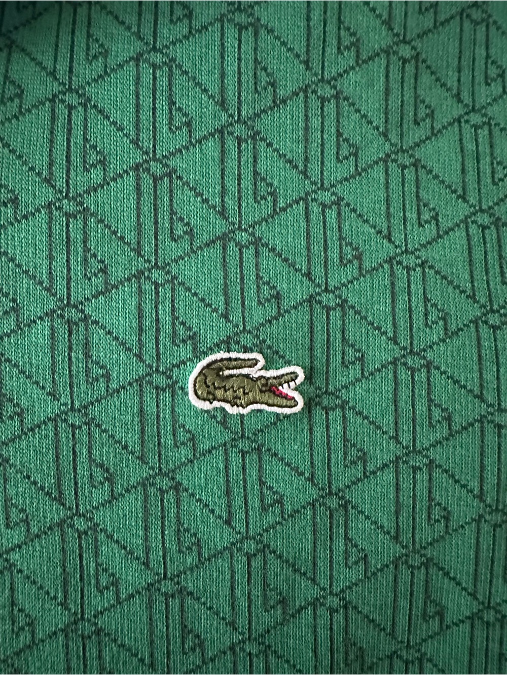 Lacoste Slim Fit Green Monogram Polo Shirt Sz 8/40 - Picture 2 of 6